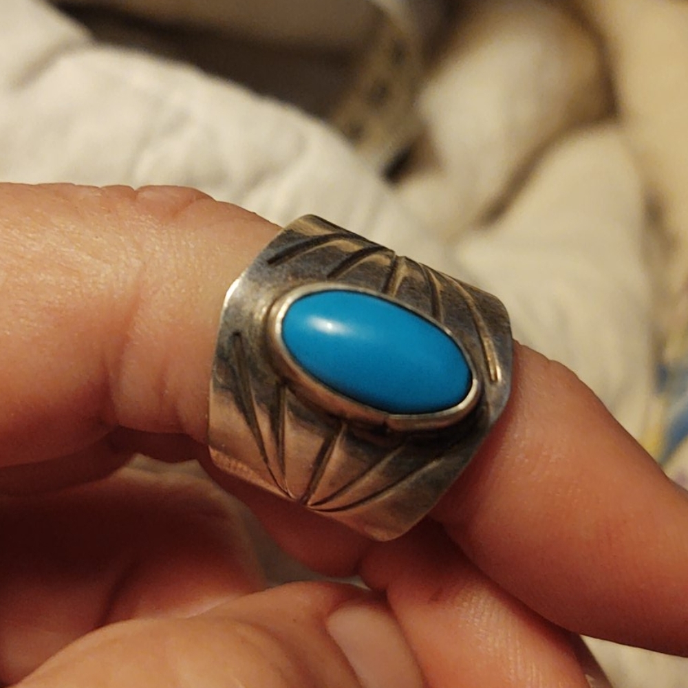 Sterling turquoise band ring